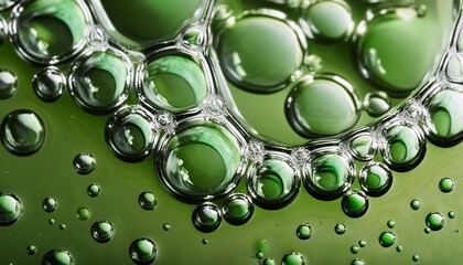 Wall Mural - background with bubbles in green liquid