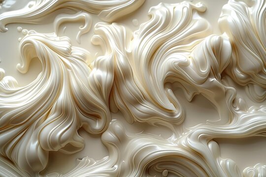 Milk Typography letters formed from swirling milk, creamy texture