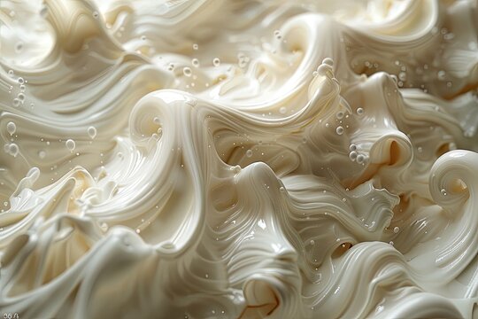 Milk Typography letters formed from swirling milk, creamy texture