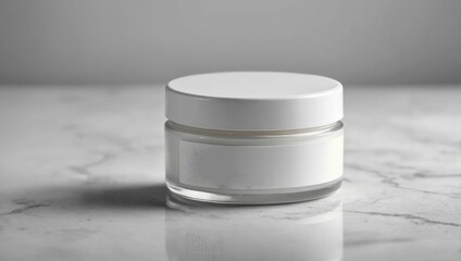 White face cream pot mockup with empty label. Facial cream jar template on white background. Background with copy space