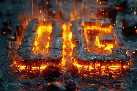 Molten Metal Text letters glowing edges dripping effects.