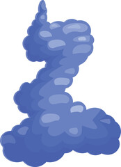 Poster - Cartoon style illustration of a blue plume of smoke curling upwards