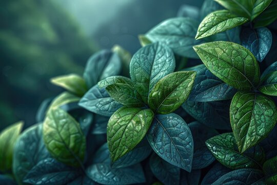 Nature Elements such as leaves grainy gradients vibrant tones.