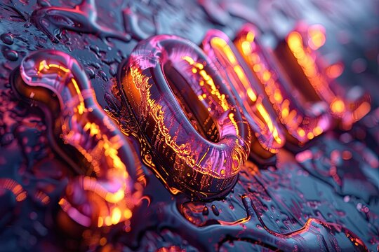 Oil Slick Text letters resemble an oil slick,iridescent colors glossy