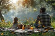 © Chanwit - family having a picnic in a park, complete with a picnic blanket, basket, food.