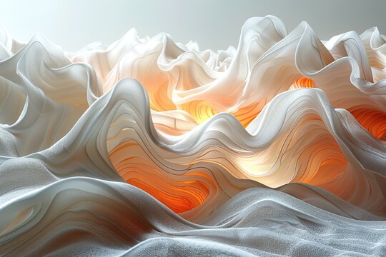 Organic Forms waves flowing shapes, grainy gradients emphasize their fluidity.