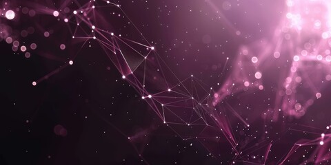 Poster - Abstract geometric background with connecting points and lines. Abstract pink digital background. Network concept. Big data complex with compounds. 3D rendering. High quality photo