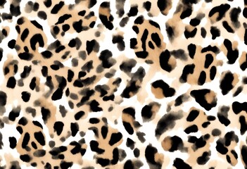 Wall Mural - seamless jaguar leopard print pattern irregular black spots with brown and tan accents