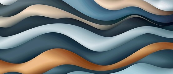 Wall Mural - Featuring blue waves on a slate gray background with teal blue, very dark blue, and slate gray.