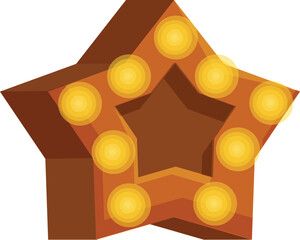 Poster - Shining golden star with light bulbs is glowing in the dark