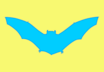 Sticker - Blaue Fledermaus-Silhouette auf gelben Hintergrund