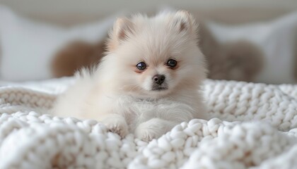 Poster - white pomeranian puppy