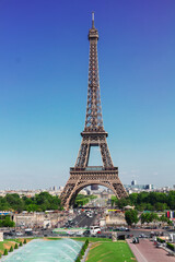 Sticker - Eiffel Tower and Paris cityscape in summer day, France