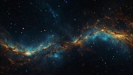 space galaxy science fiction gold stars blue purple black background