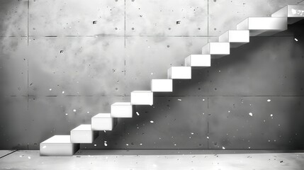 Sticker -  Black & white picture of stairs ascending towards star-filled sky and cloudy sky