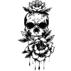 Wall Mural - A skull with a flower on it