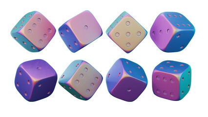 Fototapete - Casino gambling game dice. Iridescent multicolored dice. 3d render