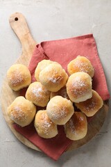 Wall Mural - Delicious dough balls on light table, top view