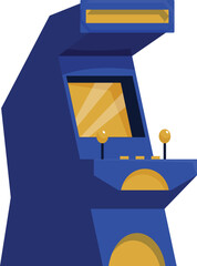Poster - Arcade game machine standing with yellow buttons and joysticks for playing video game