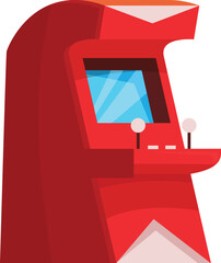 Poster - Red arcade game machine displaying gaming console for entertainment
