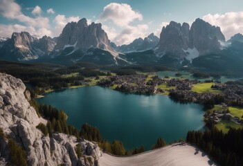 d mountain autumn peak blue alps ampezzo dolomite lake dolomites aly cortina antorno background uphigh aerial misurina landscape beautiful lago view