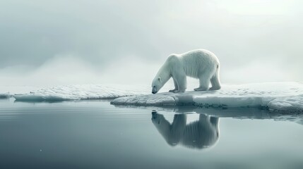 Wall Mural - A polar bear stranded on a shrinking ice floe