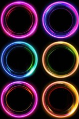 Wall Mural - Series of colorful ovals with neon glow