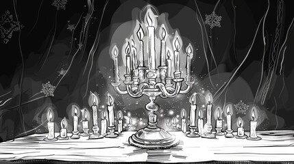 Canvas Print - Drawing of table with candle holder on it