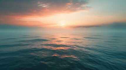 Wall Mural - ocean is calm and sky is beautiful shade of pink