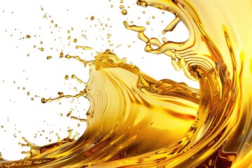 Poster - A close-up shot of oil splashing onto a white surface, great for illustrating liquid dynamics or textures