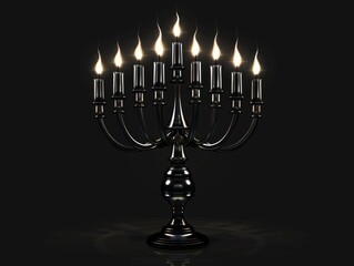 Sticker - Black candle holder with nine candles lit