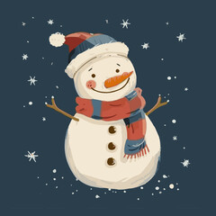 Canvas Print - Cute Cartoon Christmas Snowman Character