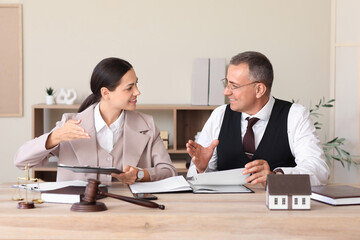 Poster - Lawyers holding meeting at table in office