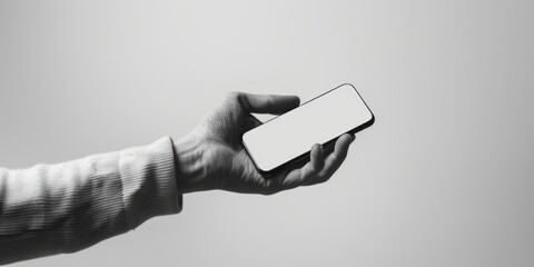 Poster - A person holding a cell phone in their hand, possibly checking messages or browsing the internet