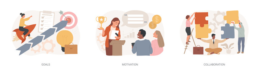 Poster - Business growth isolated concept vector illustration set.