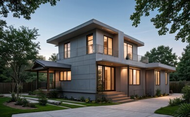 modern exterior home made with glasses