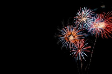 Wall Mural - Black background with fireworks in foreground
