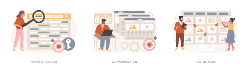 Poster - Professional SEO services isolated concept vector illustration set.