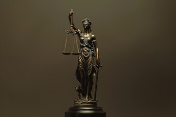 Wall Mural - A bronze statue of Lady Justice holding a balance symbolizing fairness and equality