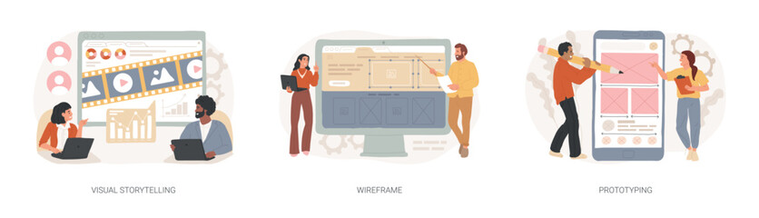Poster - Web page layout isolated concept vector illustration set.