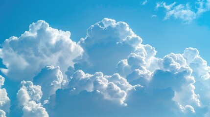 Wall Mural - Fluffy white cumulus clouds against a vibrant blue sky