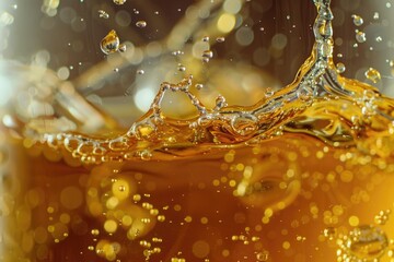 Aufkleber - A close-up shot of a glass filled with water and visible air bubbles