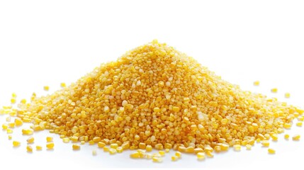 Poster - A close-up shot of a pile of corn kernels on a white surface