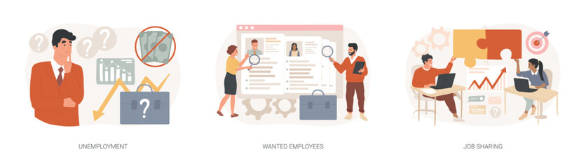Poster - Job search isolated concept vector illustration set.