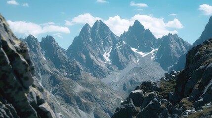 Poster - A group of people standing at the top of a mountain, looking out at the breathtaking view