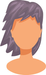 Poster - Illustration featuring a woman with purple hair and neutral facial expression