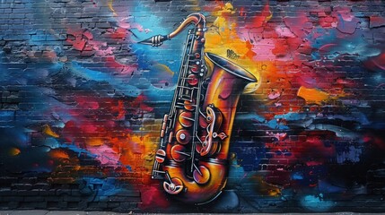 Poster - Saxophone Graffiti Mural