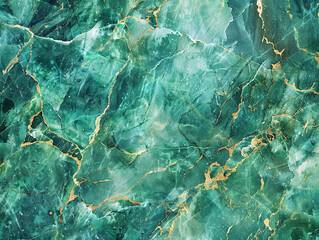 Sticker - A green and gold marble wall with a gold border, generative ai image..