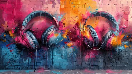 Poster - Vibrant Graffiti Headphones