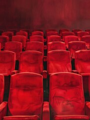 Poster - Row of red chairs in theater